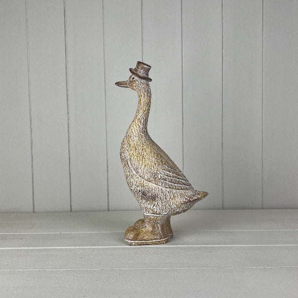 Large Polyresin Duck With Hat 29.5cm
