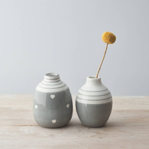 Grey and White Vases, 9cm