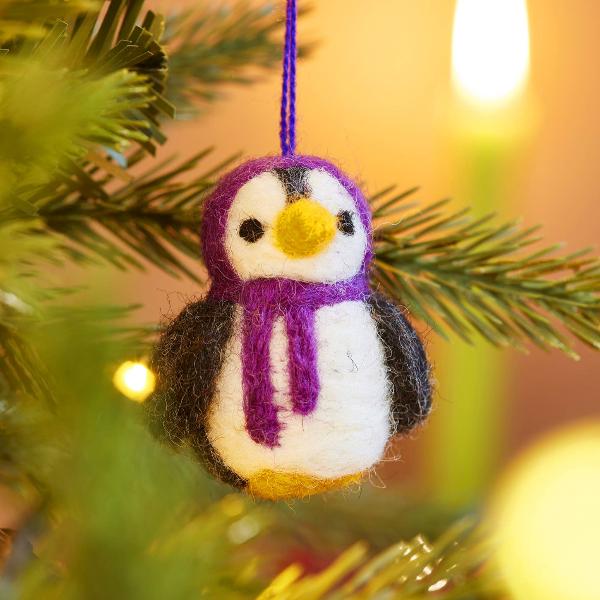 Set of 5 Hanging Felt Penguin Decorations