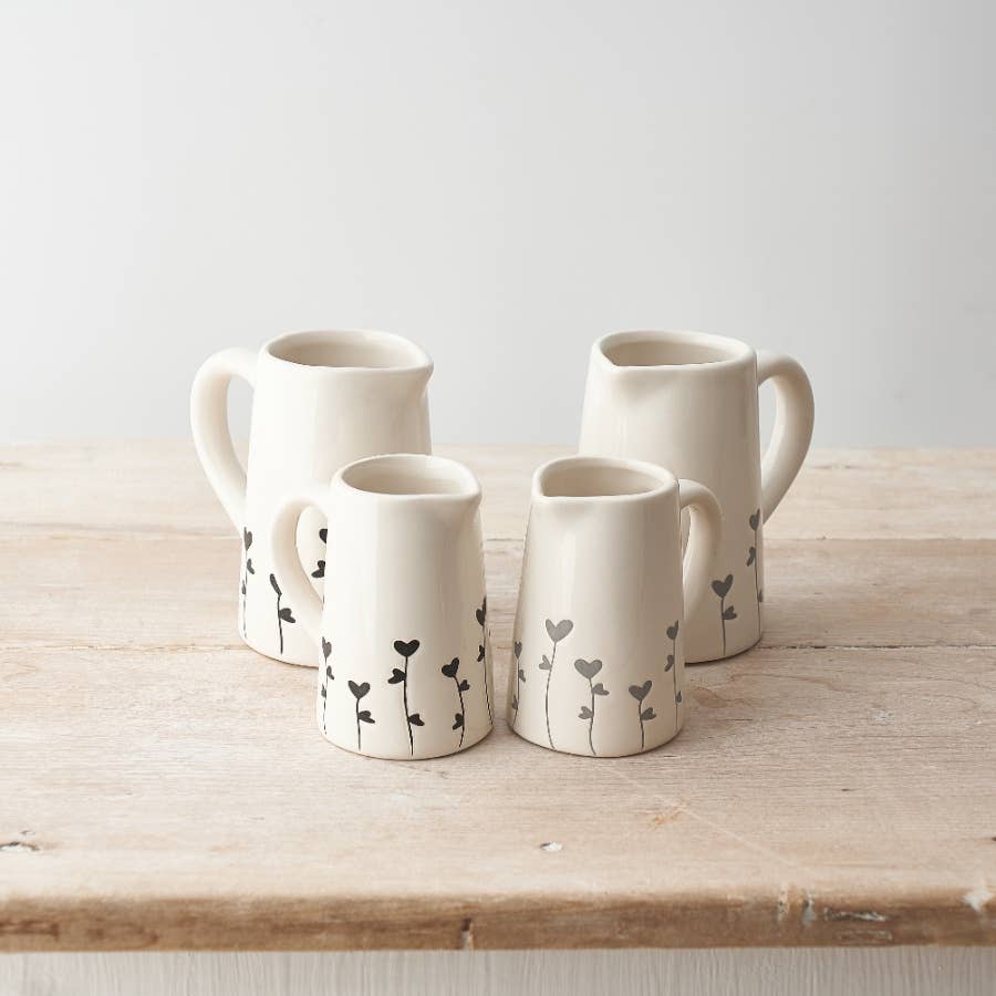 Grey Heart Flower Jug, 11cm