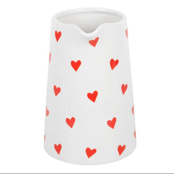 Heart Print Ceramic Valentine's Day Flower Jug