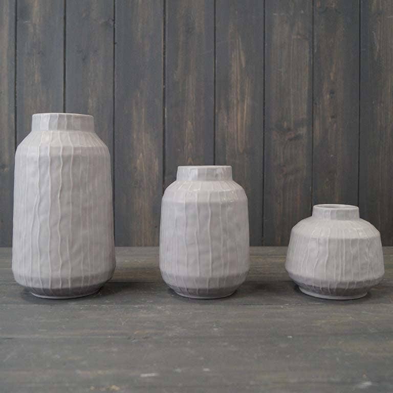 Large Glazed Pastel Grey Vase (19cm)