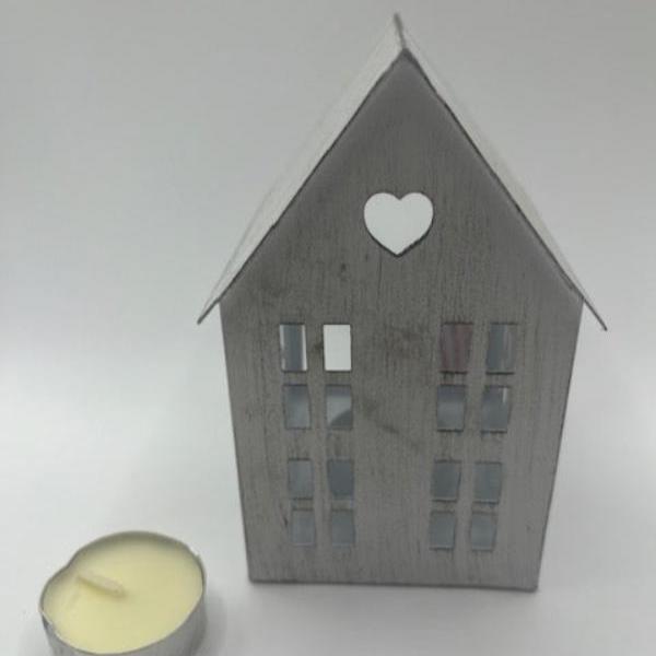 White Tea Light Holder House 13cm