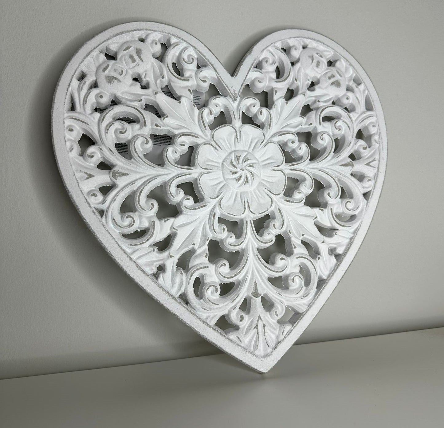 White heart wall plaque