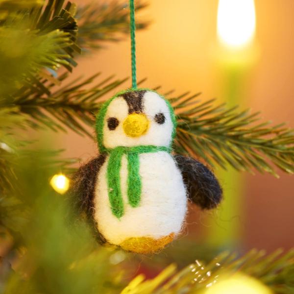 Set of 5 Hanging Felt Penguin Decorations