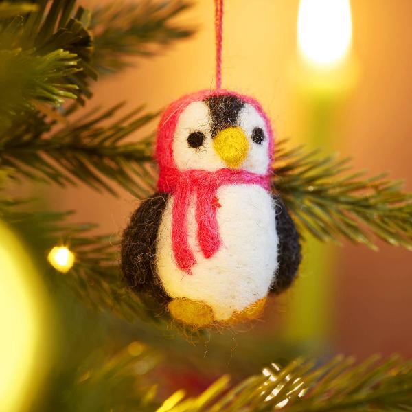 Set of 5 Hanging Felt Penguin Decorations