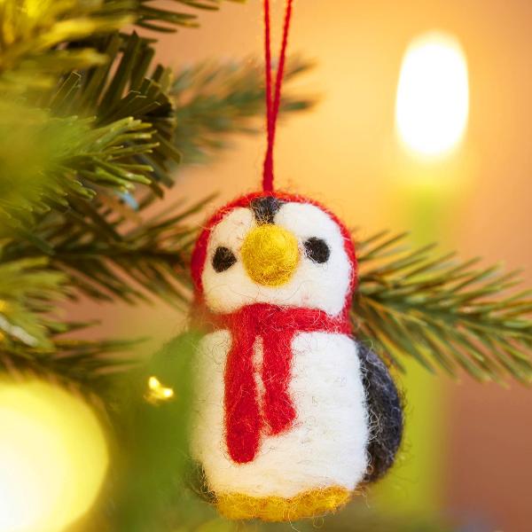 Set of 5 Hanging Felt Penguin Decorations