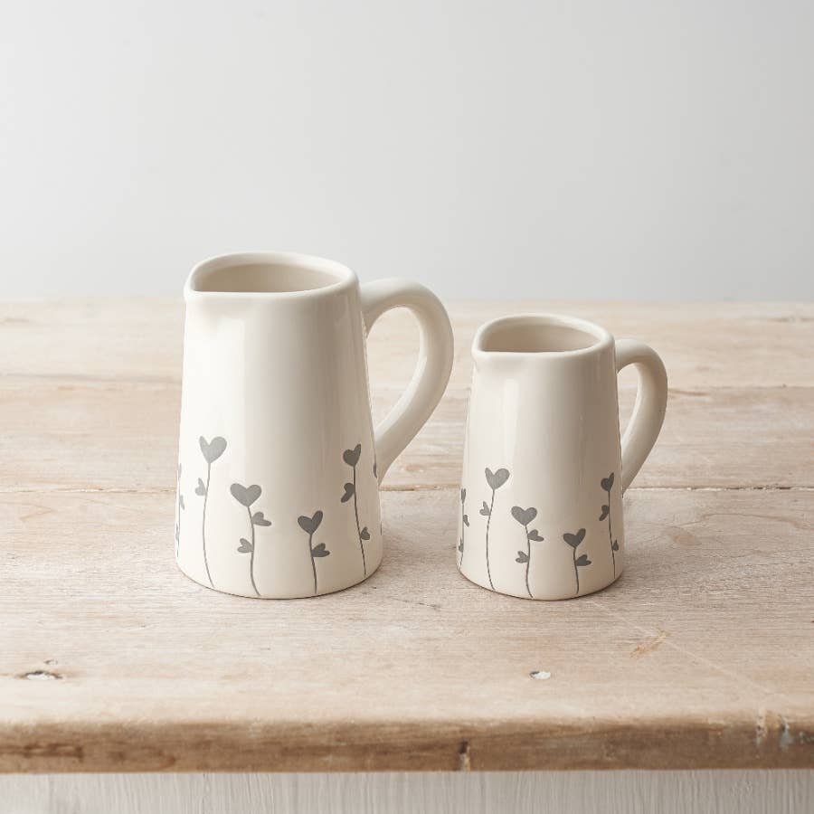 Grey Heart Flower Jug, 11cm