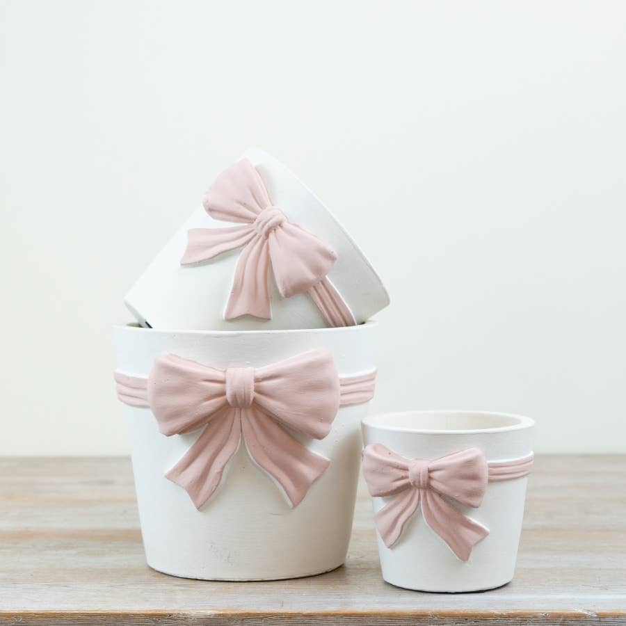 Pink Bow Plant Pot, 14.5cm
