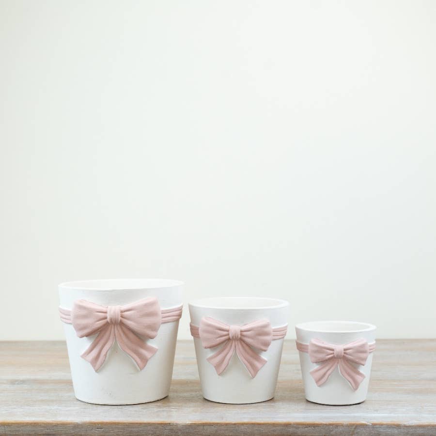 Pink Bow Planter, 11.5cm