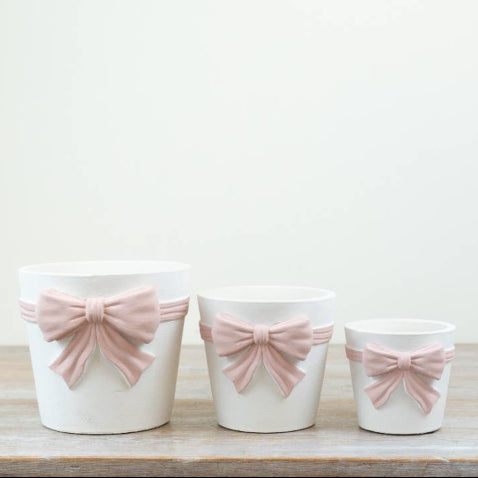 Pink Bow Planter, 18cm