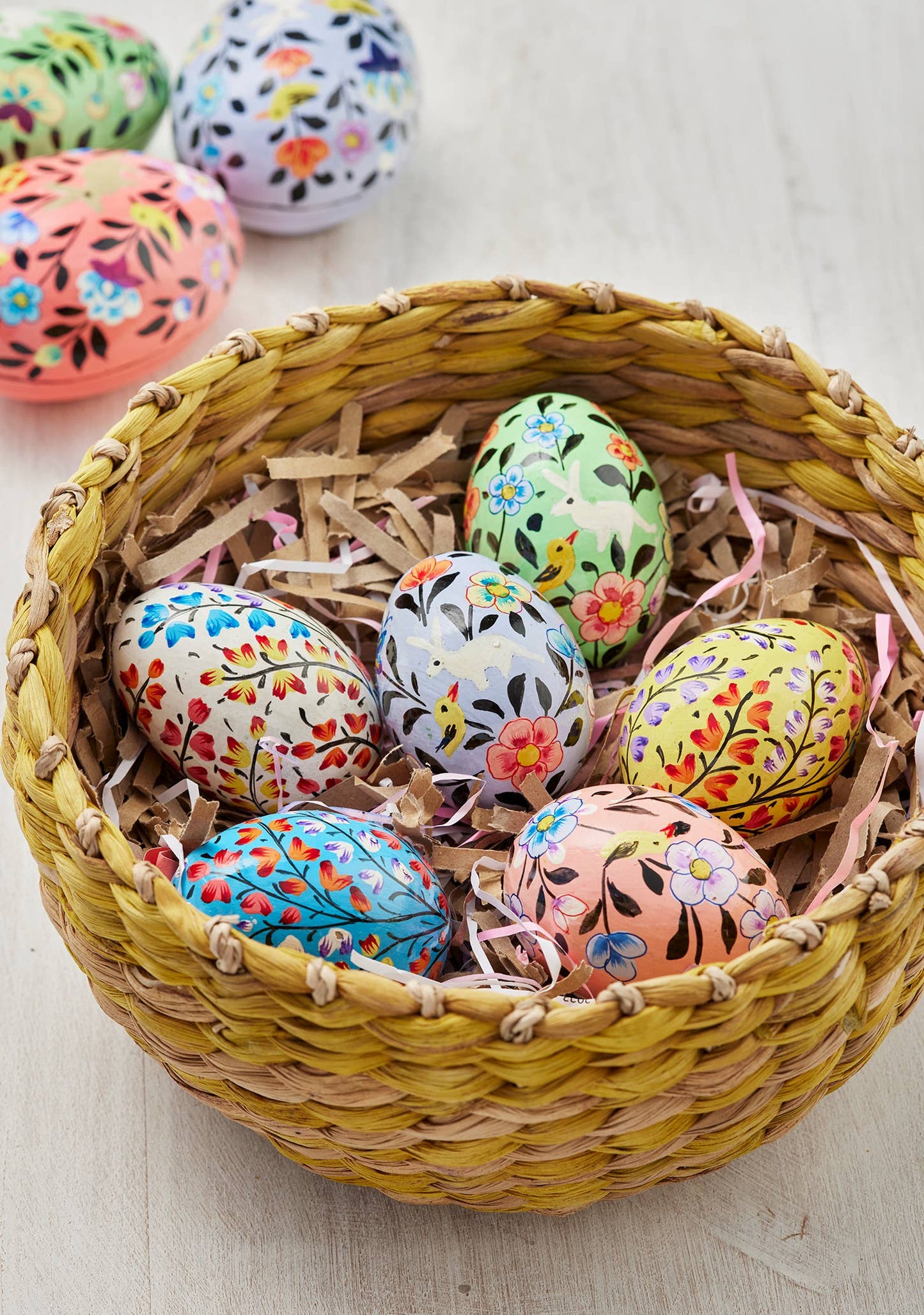 Kashmiri Bunny&Chick Hand Painted Egg Decoration