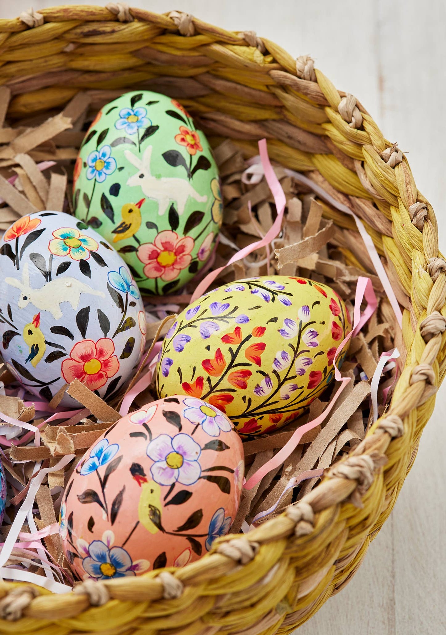 Kashmiri Bunny&Chick Hand Painted Egg Decoration