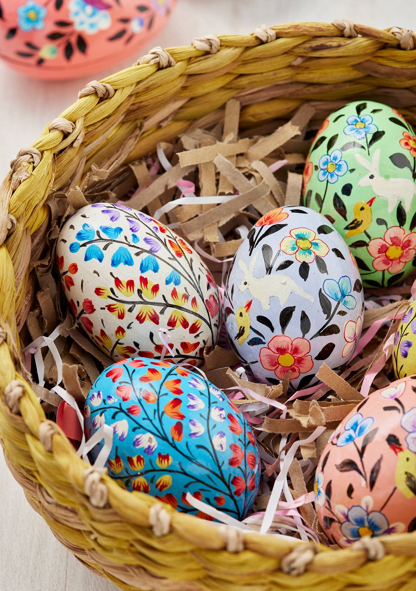 Kashmiri Bunny&Chick Hand Painted Egg Decoration