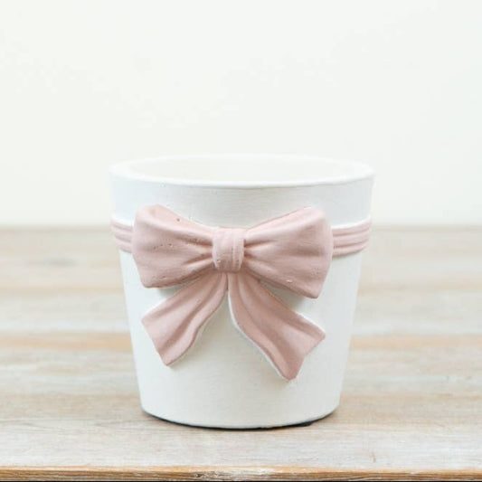Pink Bow Planter, 11.5cm