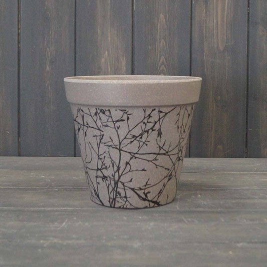 Earthy Warm Grey Straw Flower Pot (15cm)