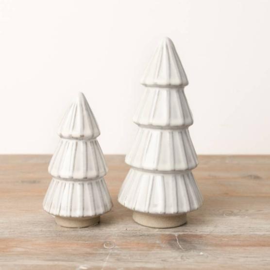 White Reactive Glaze Tree Ornament 14cm