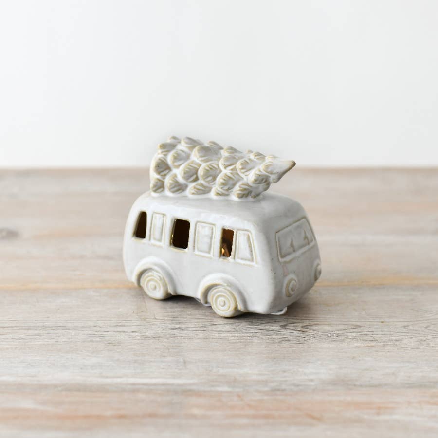 Ceramic LED Camper van W/Tree 11cm