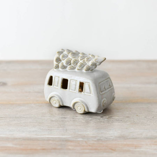 Ceramic LED Camper van W/Tree 11cm