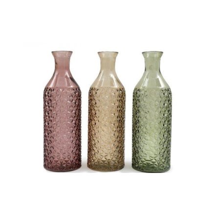 Glass Embossed Vase 23cm