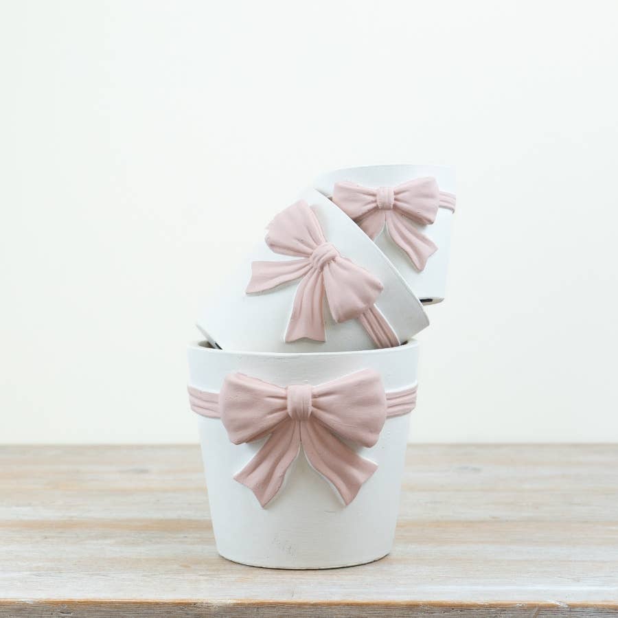 Pink Bow Planter, 11.5cm
