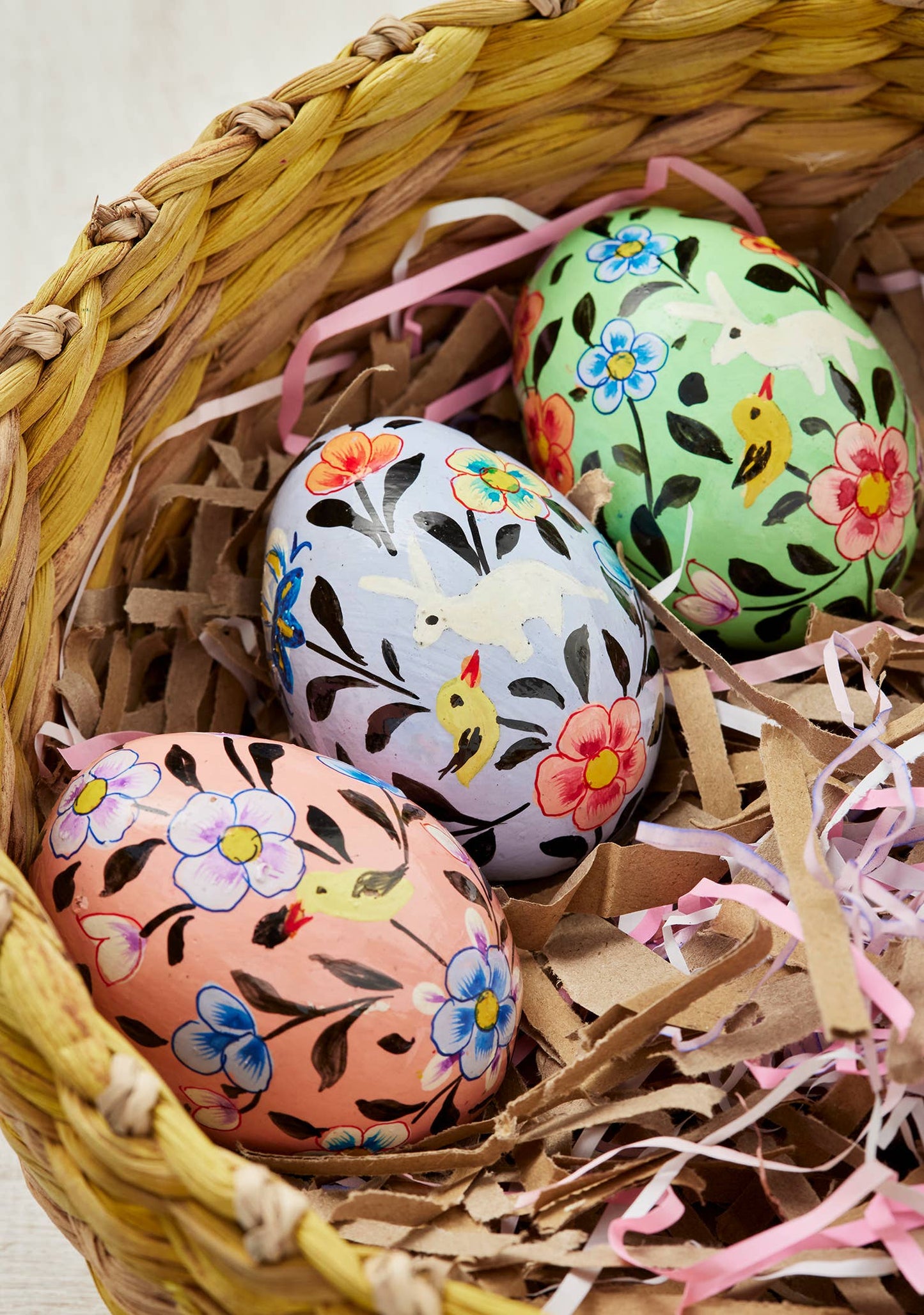 Kashmiri Bunny&Chick Hand Painted Egg Decoration