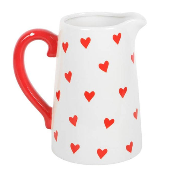 Heart Print Ceramic Valentine's Day Flower Jug