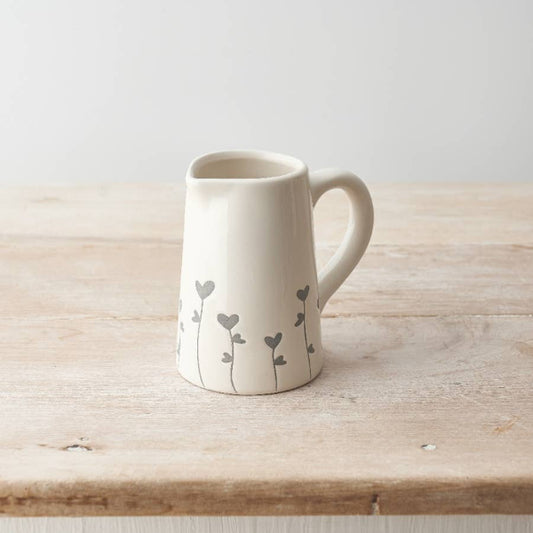 Grey Heart Flower Jug, 11cm