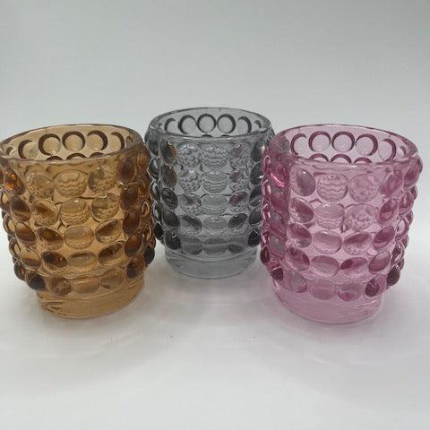 Glass Candle Holder with Bubble Pattern 7cm