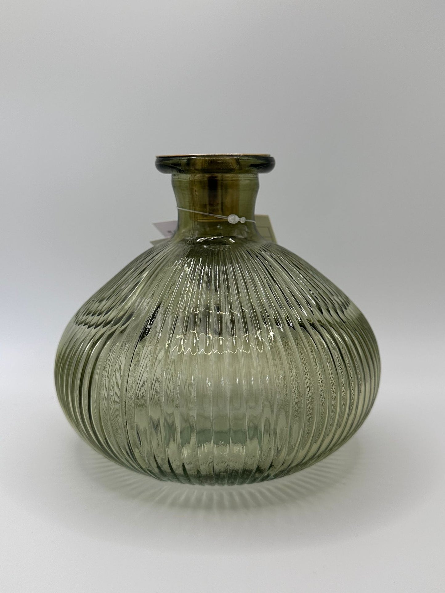 Glass Ribbed Candle Holder 14cm