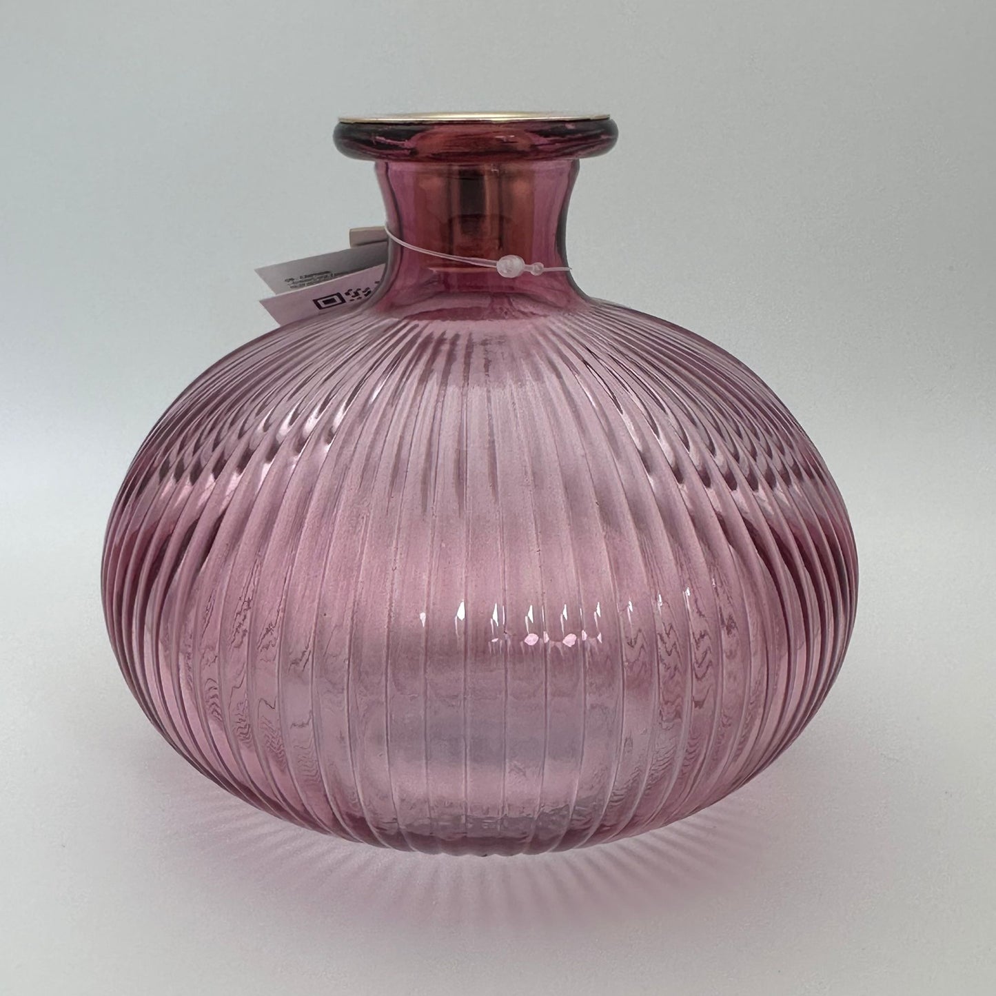 Glass Ribbed Candle Holder 14cm