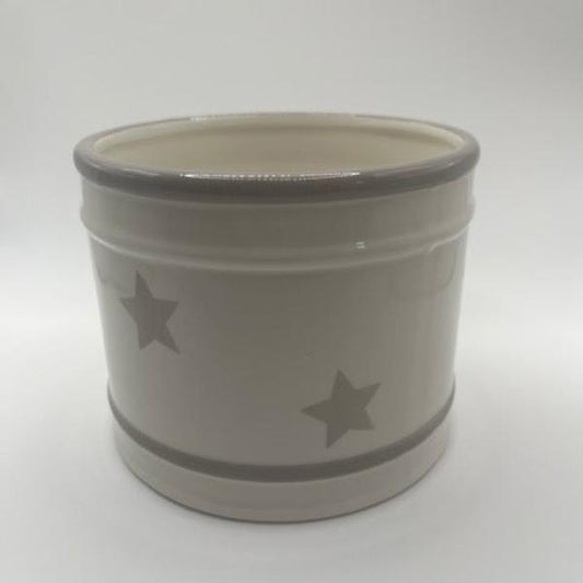 Round Ridged Pot with Grey Stars 13cm