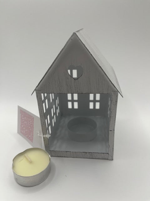 White Tea Light Holder House 13cm