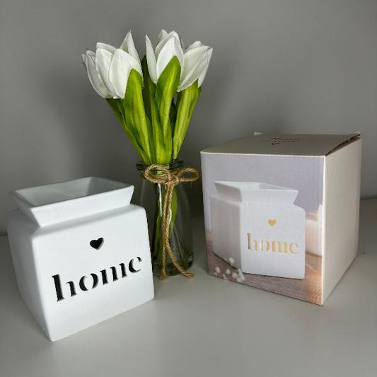 White Home Cut out Oil Burner and Wax Warmer