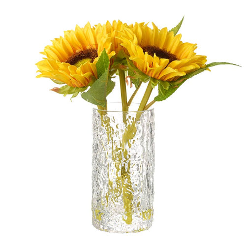 YELLOW SUNFLOWER STEMS IN VASE