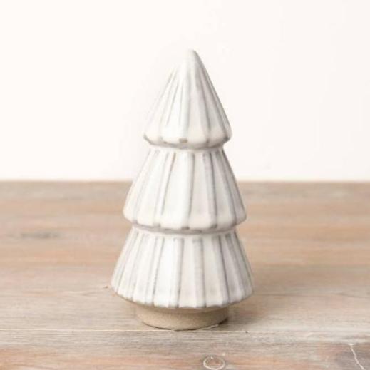 White Reactive Glaze Tree Ornament 14cm