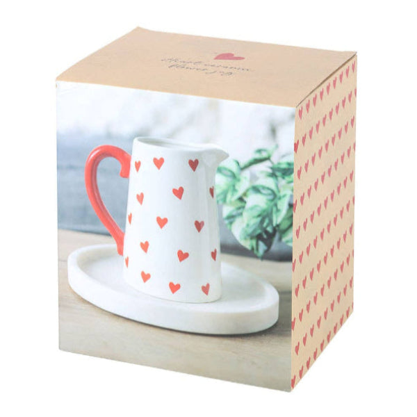 Heart Print Ceramic Valentine's Day Flower Jug