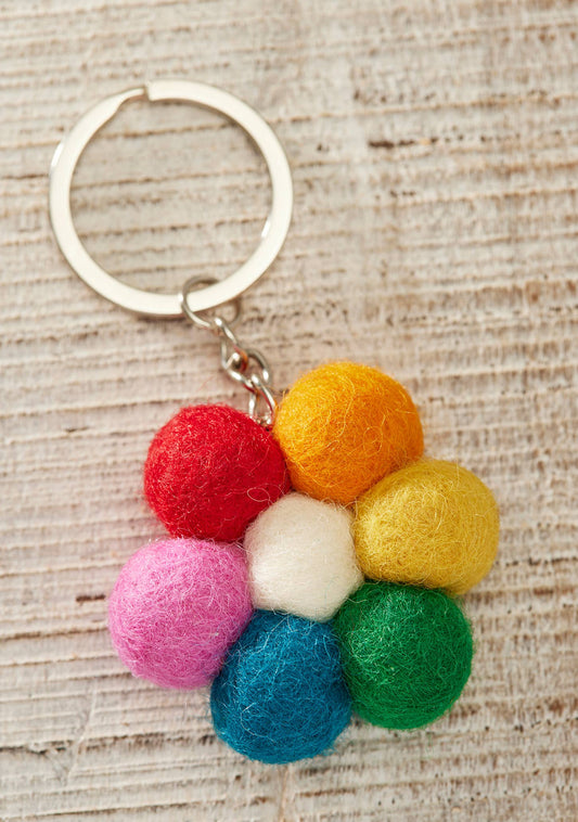 Felt Rainbow Flower Keyring