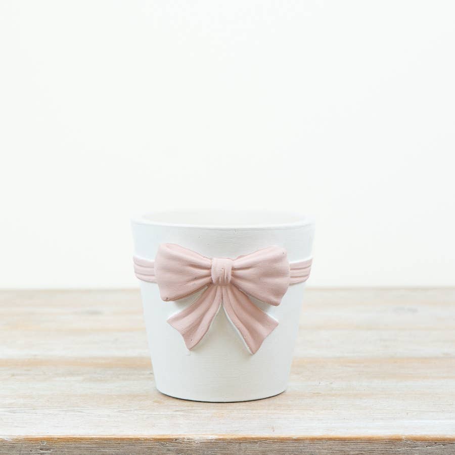 Pink Bow Plant Pot, 14.5cm