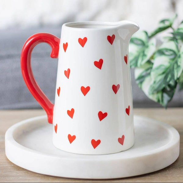 Heart Print Ceramic Valentine's Day Flower Jug